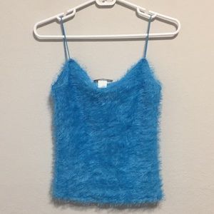 90s Vintage Fuzzy Blue Tank Top